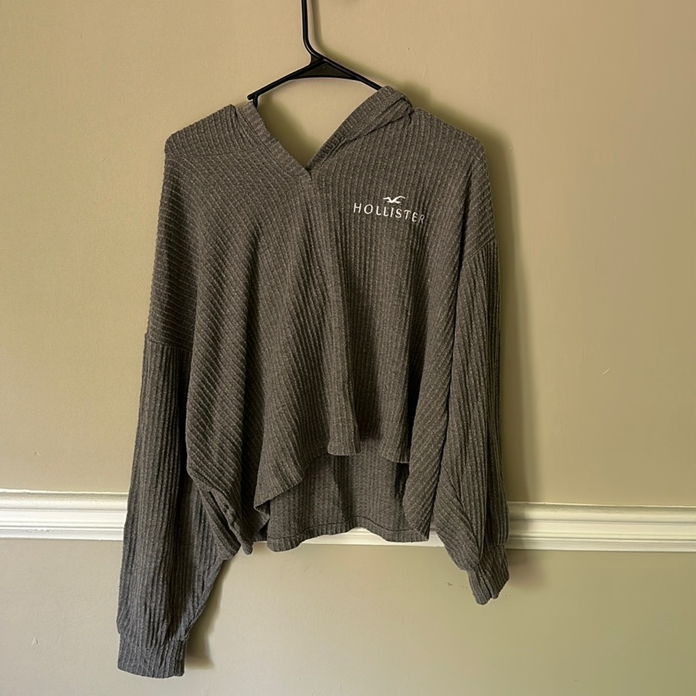 Hollister waffle knit crop hoodie (xl)